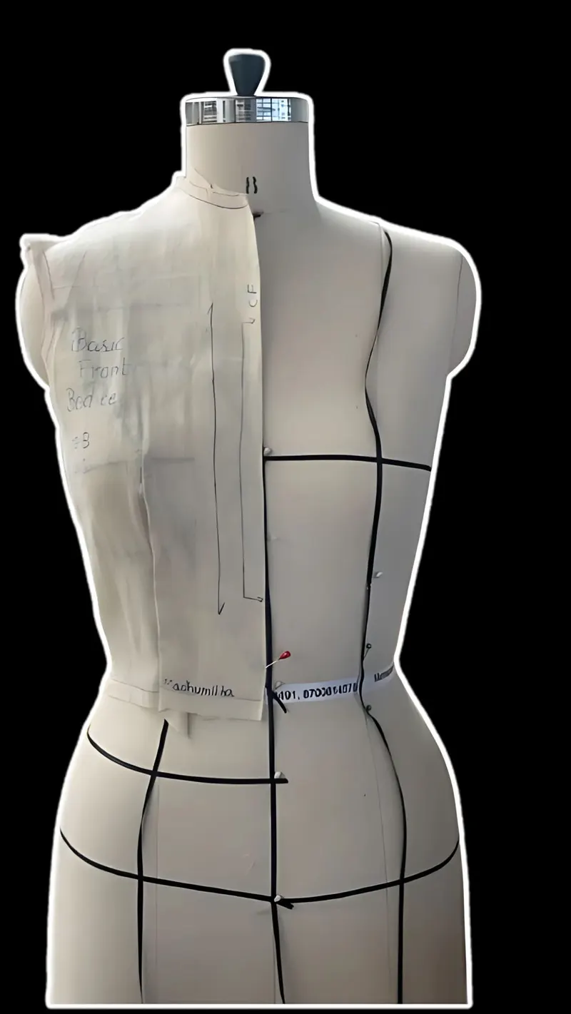 Draping study: bodice block on the dress form