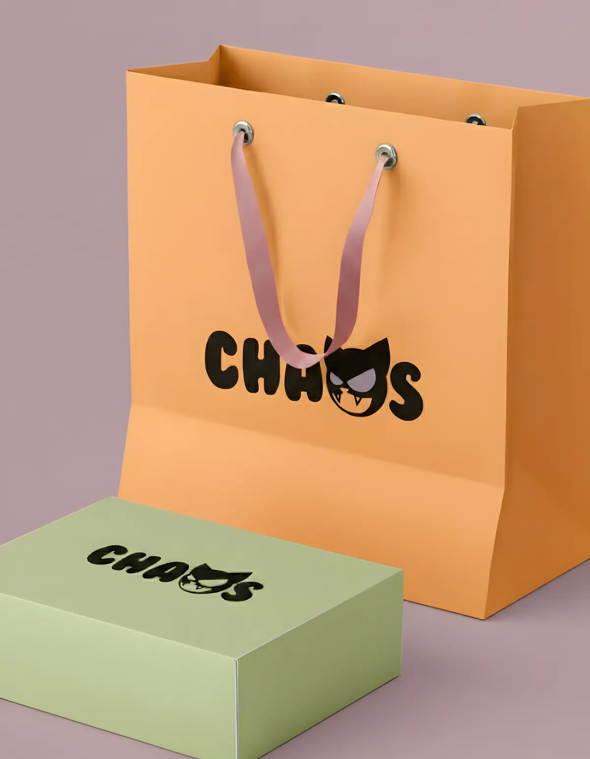 CHAOS packaging: shopping bag and box