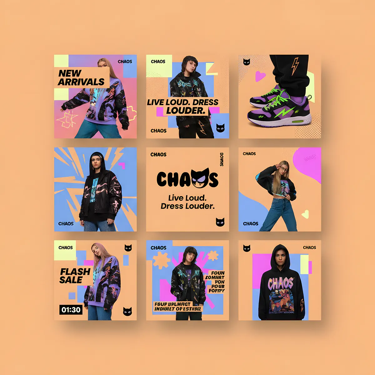 CHAOS social media post designs