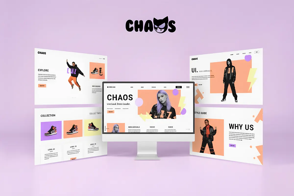 CHAOS website design on laptop and phone