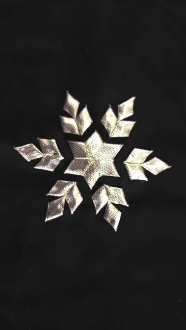 Gota patti embroidery: a silver star on black