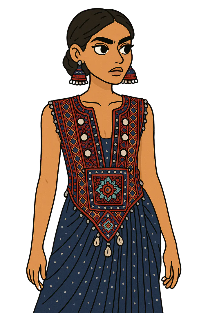 Illustration: a woman in Banjara dress