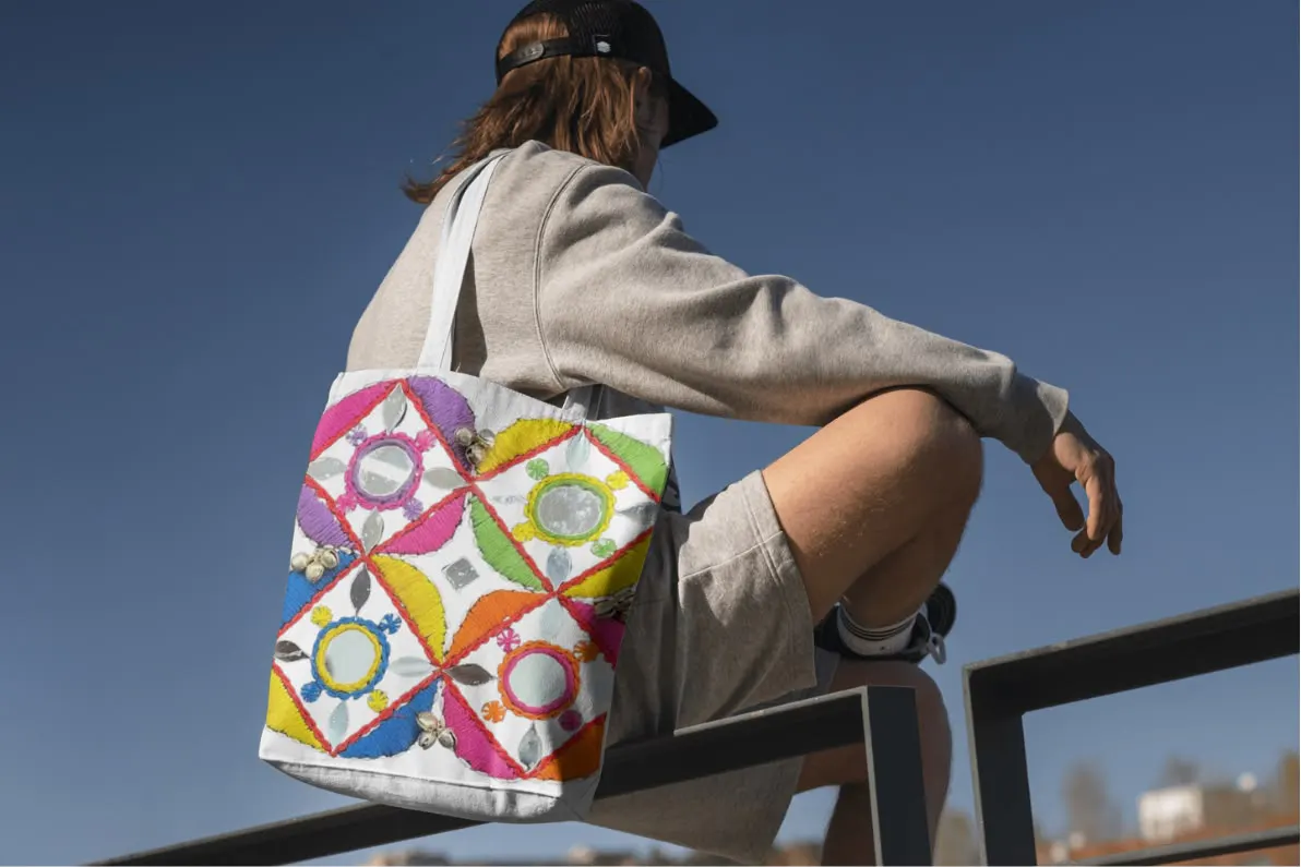 A tote bag with Banjara-inspired embroidery