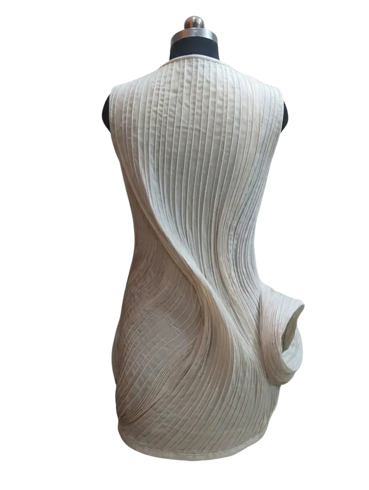 Close-up of the stitched channels and zip of the Last Shell dress