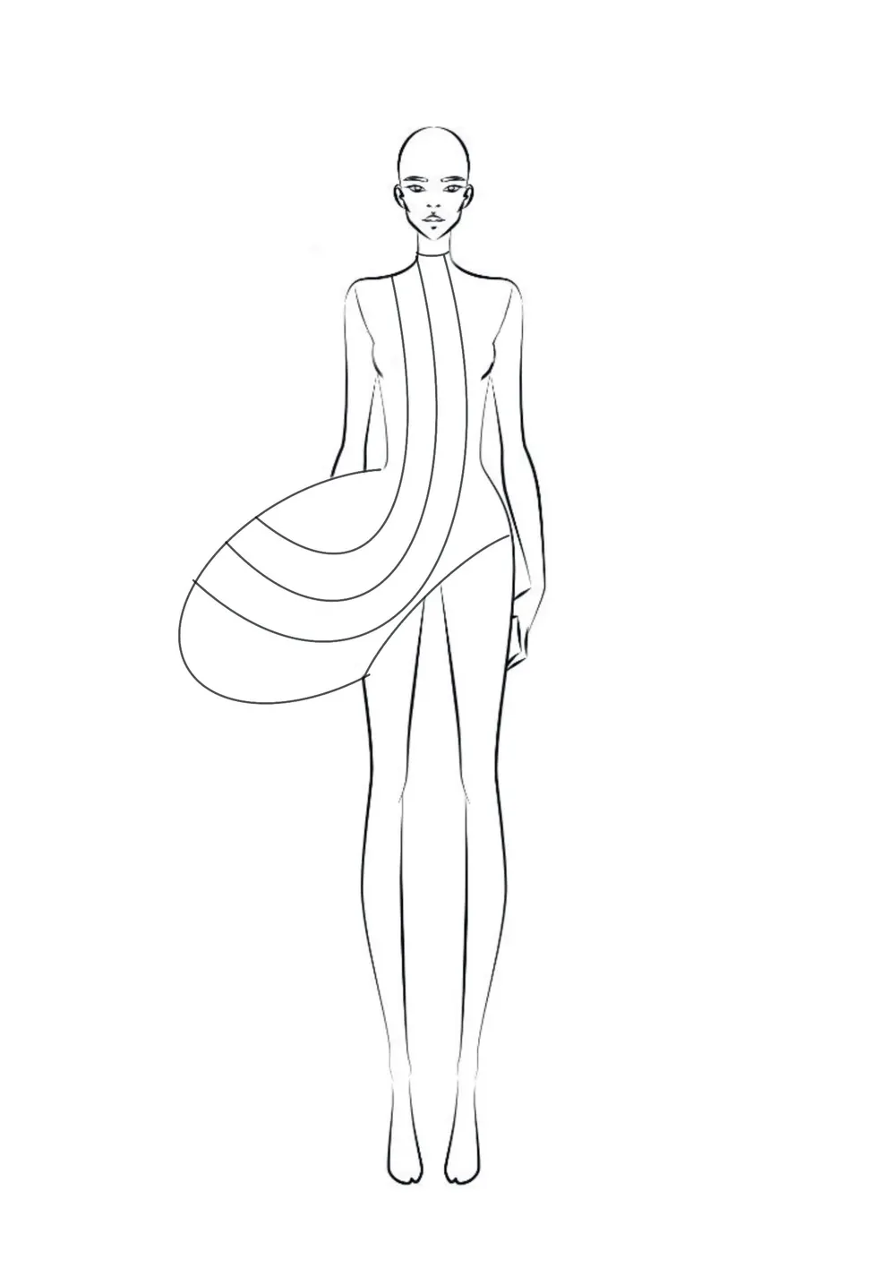 Line sketch of a draped silhouette