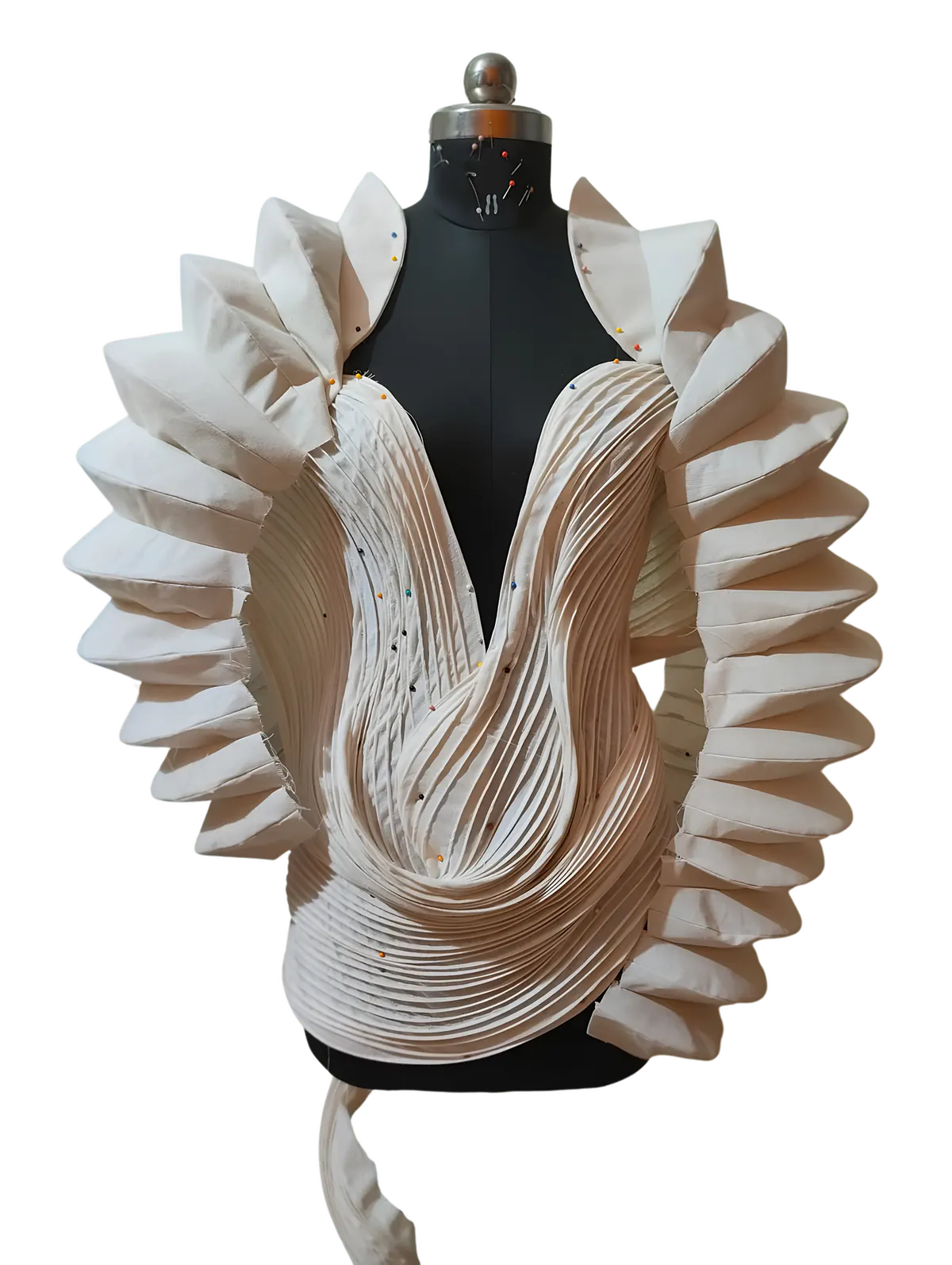Layered panels forming a fanned collar